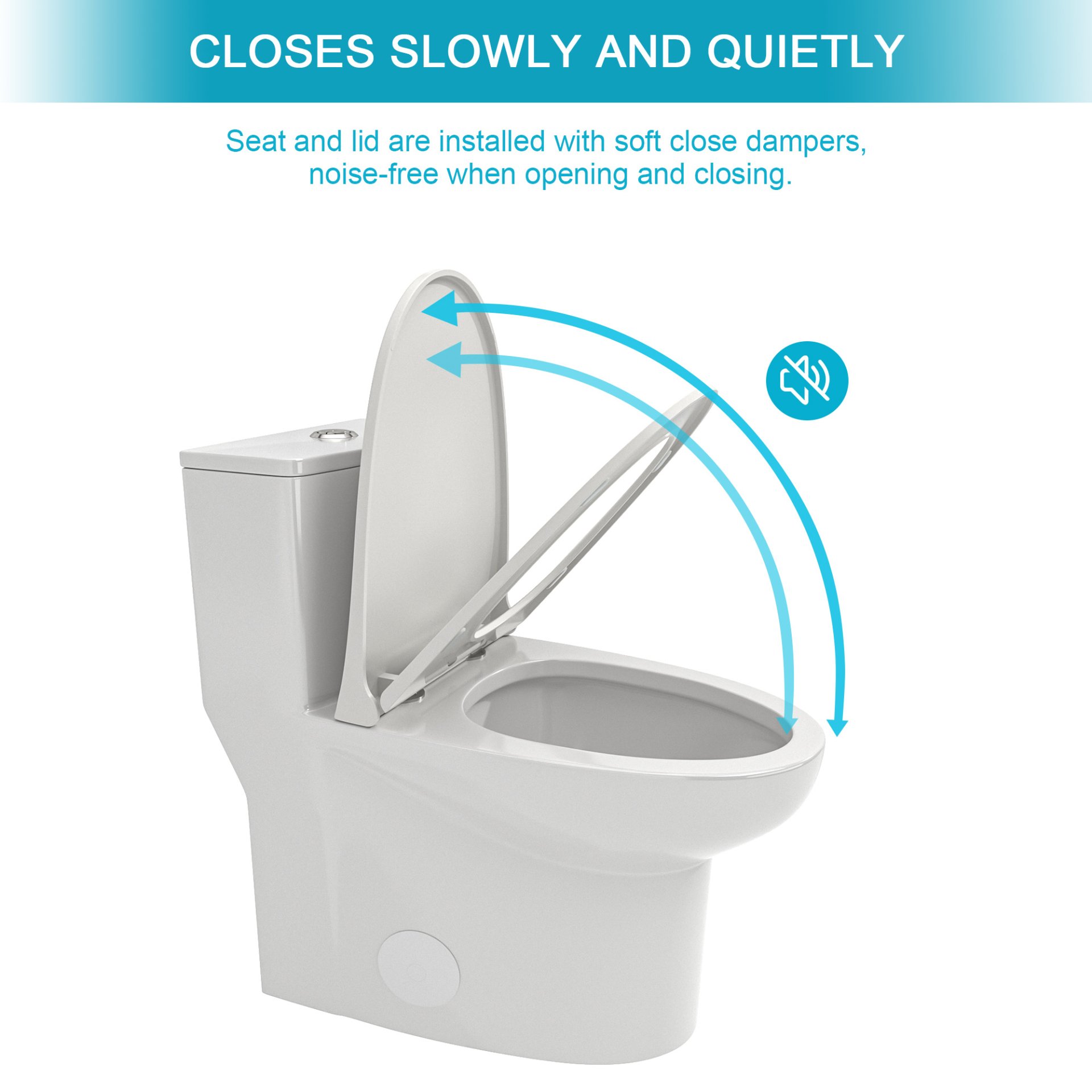Modern 1 Piece Toilet With Dual Flush And Soft Closing Seat - White - Image 7