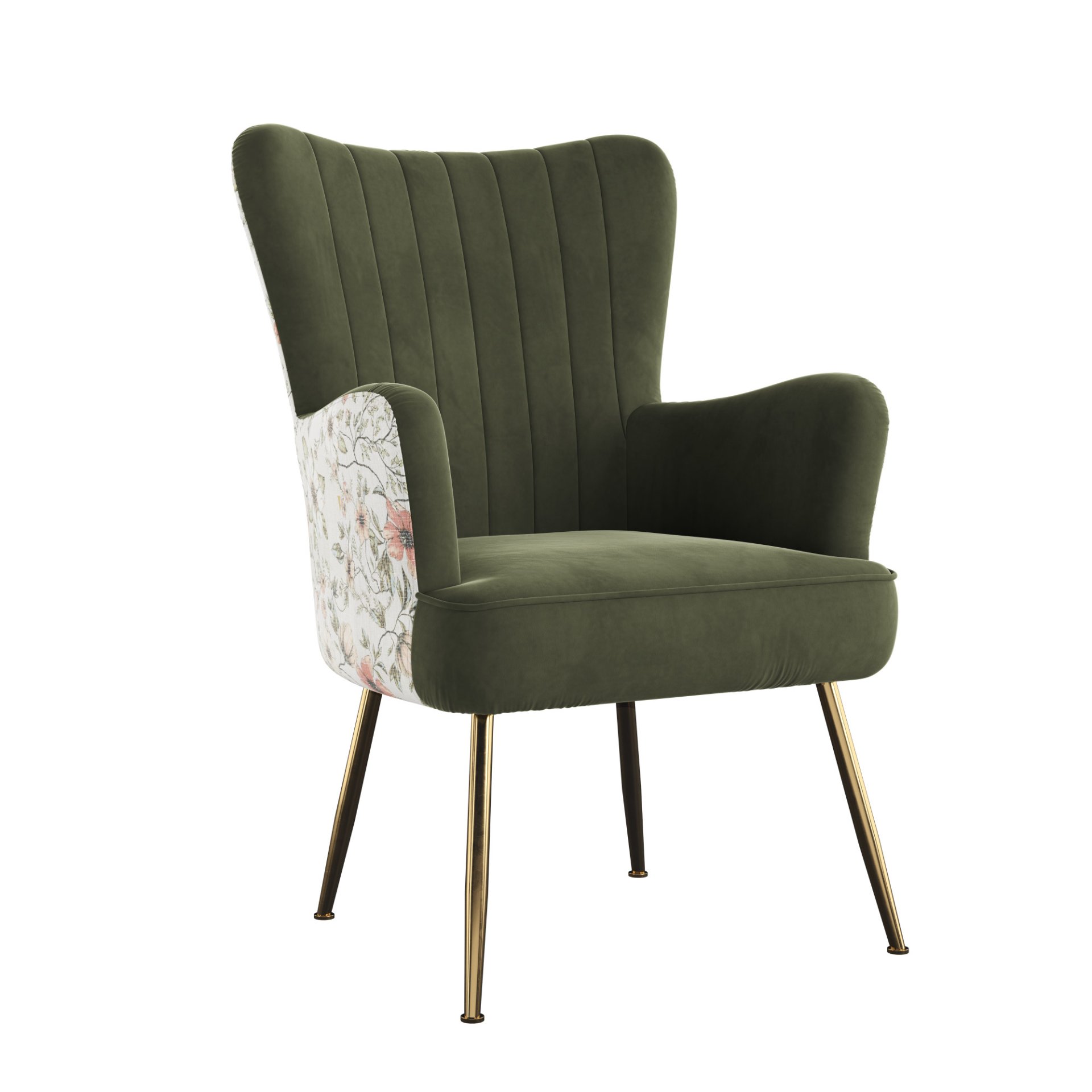Accent Chair With Unique Print Fabric - Green - Image 4