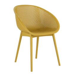 2 Piece Durable Single Chair With Mesh Hollow Out Design -Yellowish Brown