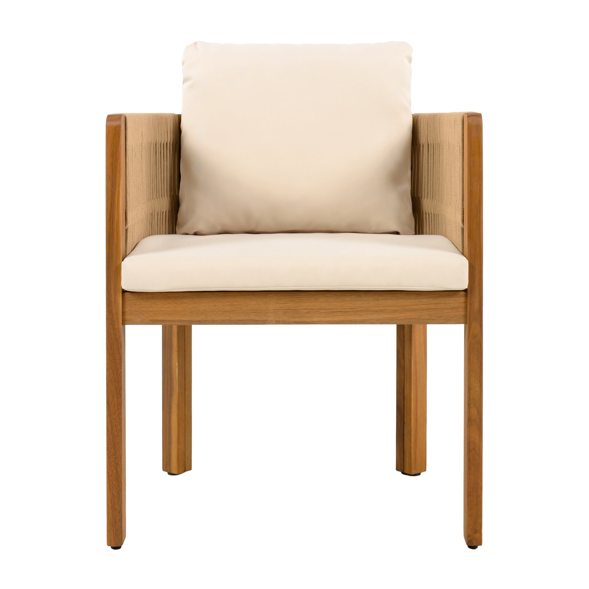 Outdoor Dining Chairs With Rope Handles (Set of 2) - Beige / Teak - Image 6