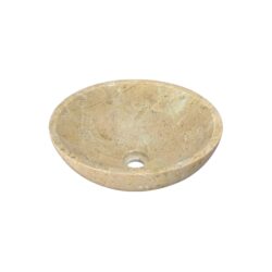 Bathroom Vessel Sink, Semi Polished Surface, Genuine Real Marble - Beige / Gold