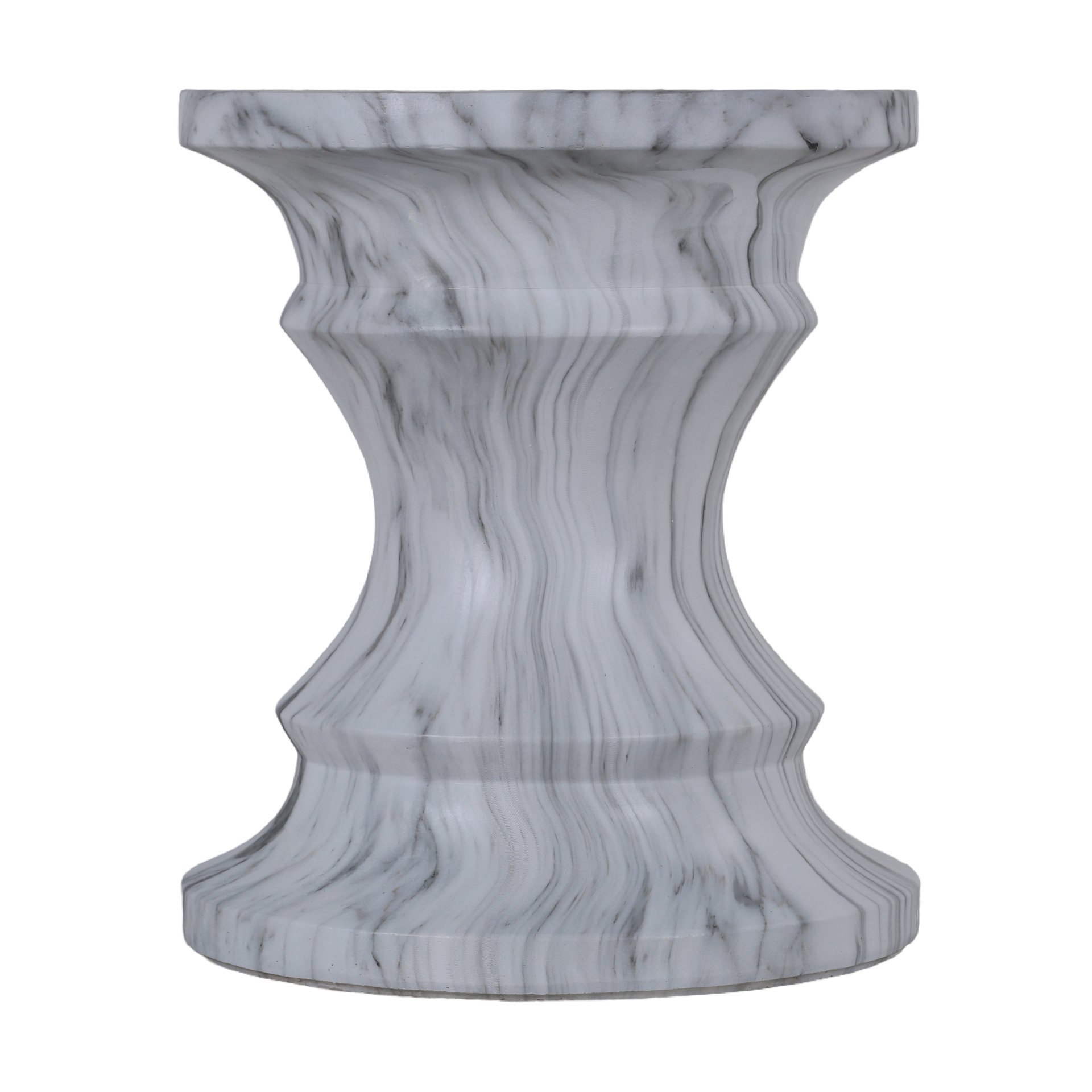 Geometric Round Outdoor End Table - Marble - Image 4
