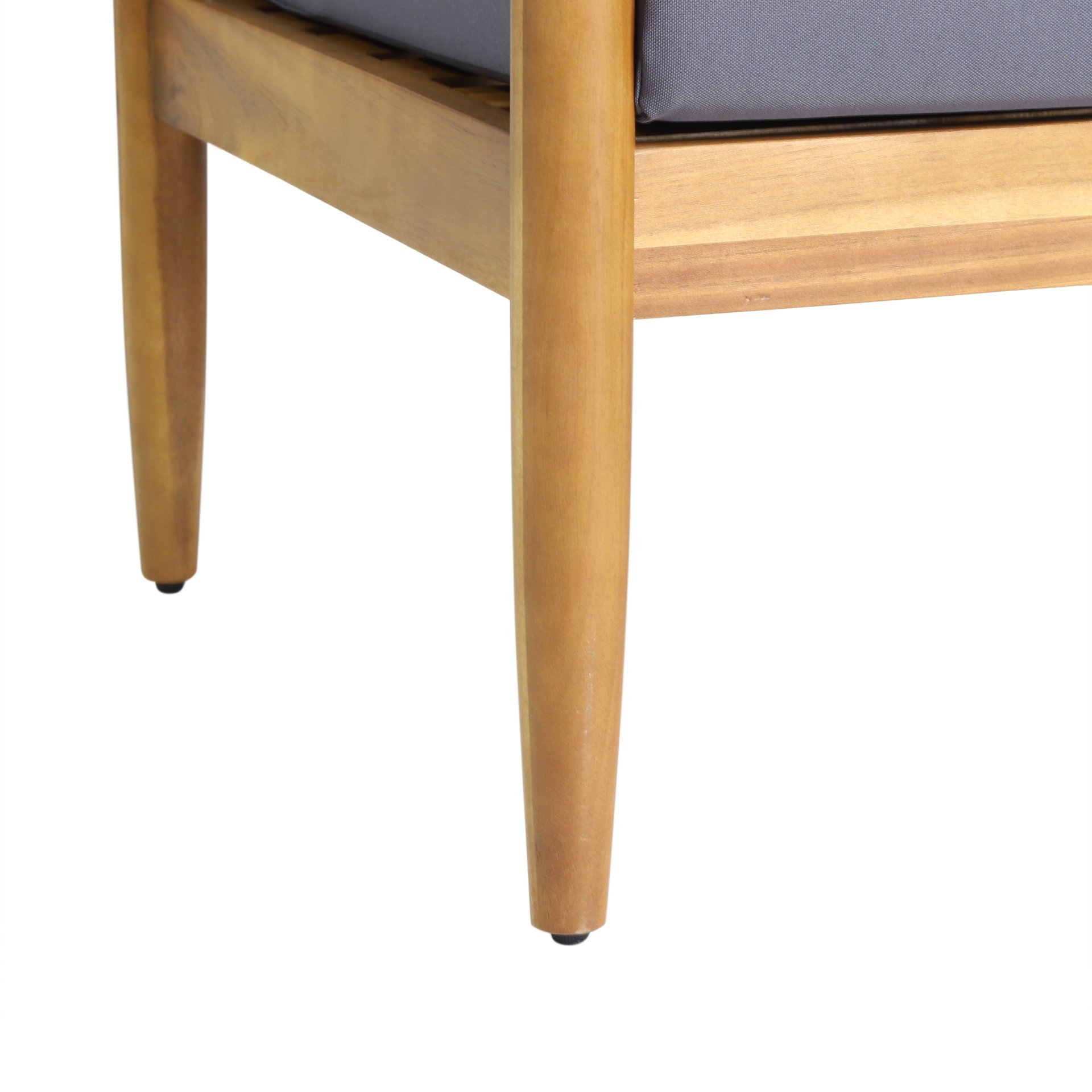 Outdoor 3 Seater Sofa With Cushion And Teak Acacia Wood - Dark Gray - Image 11