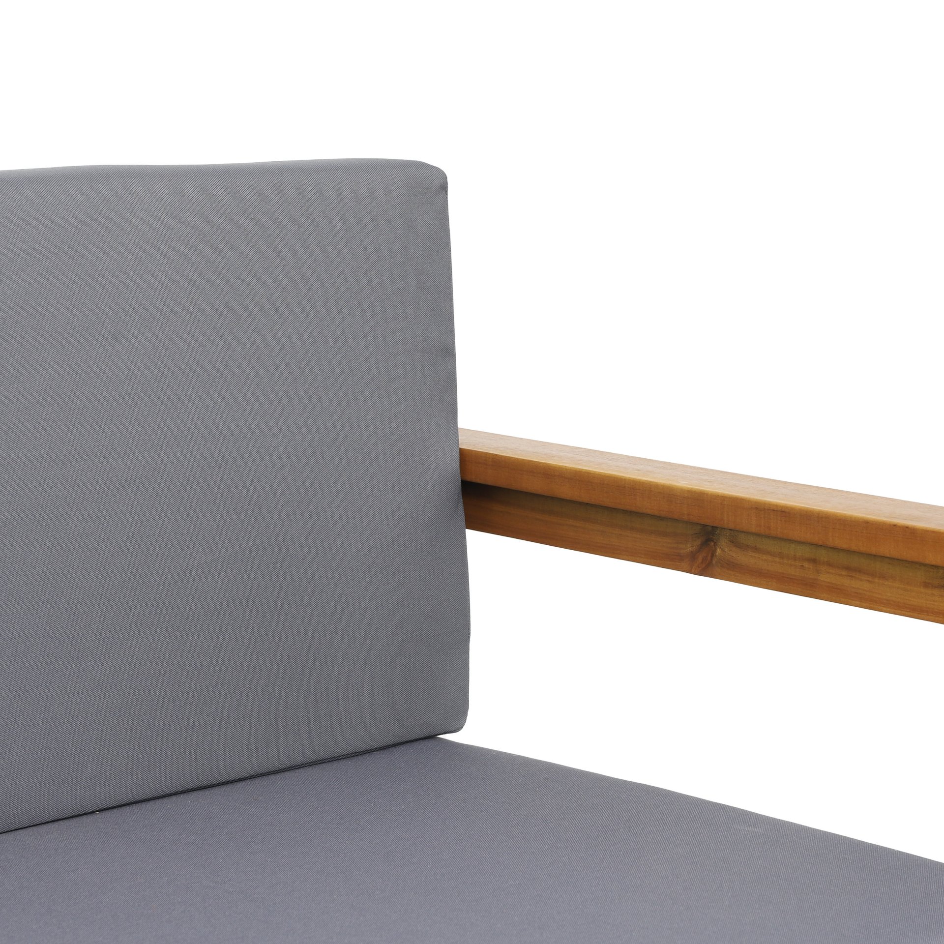 Outdoor 3 Seater Sofa With Cushion And Teak Acacia Wood - Dark Gray - Image 10