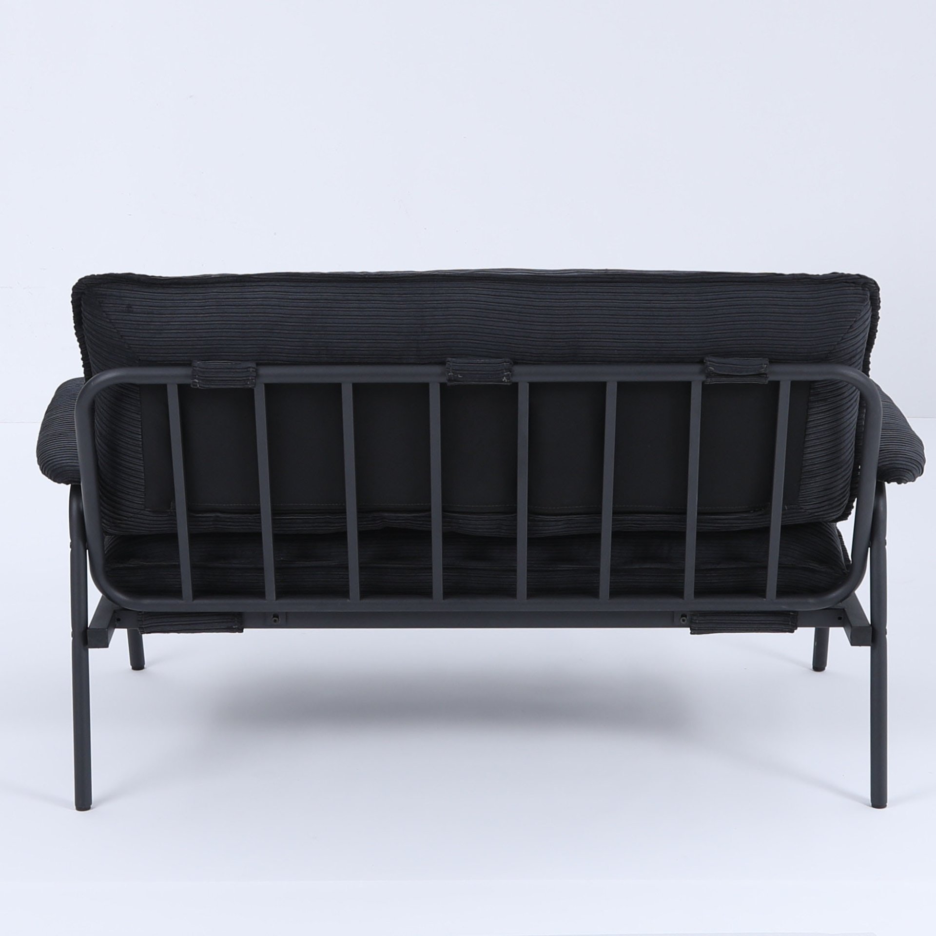 Modern Metal Frame Sofa With Sponge Filling For Compact Spaces And Versatile Use - Black - Image 10