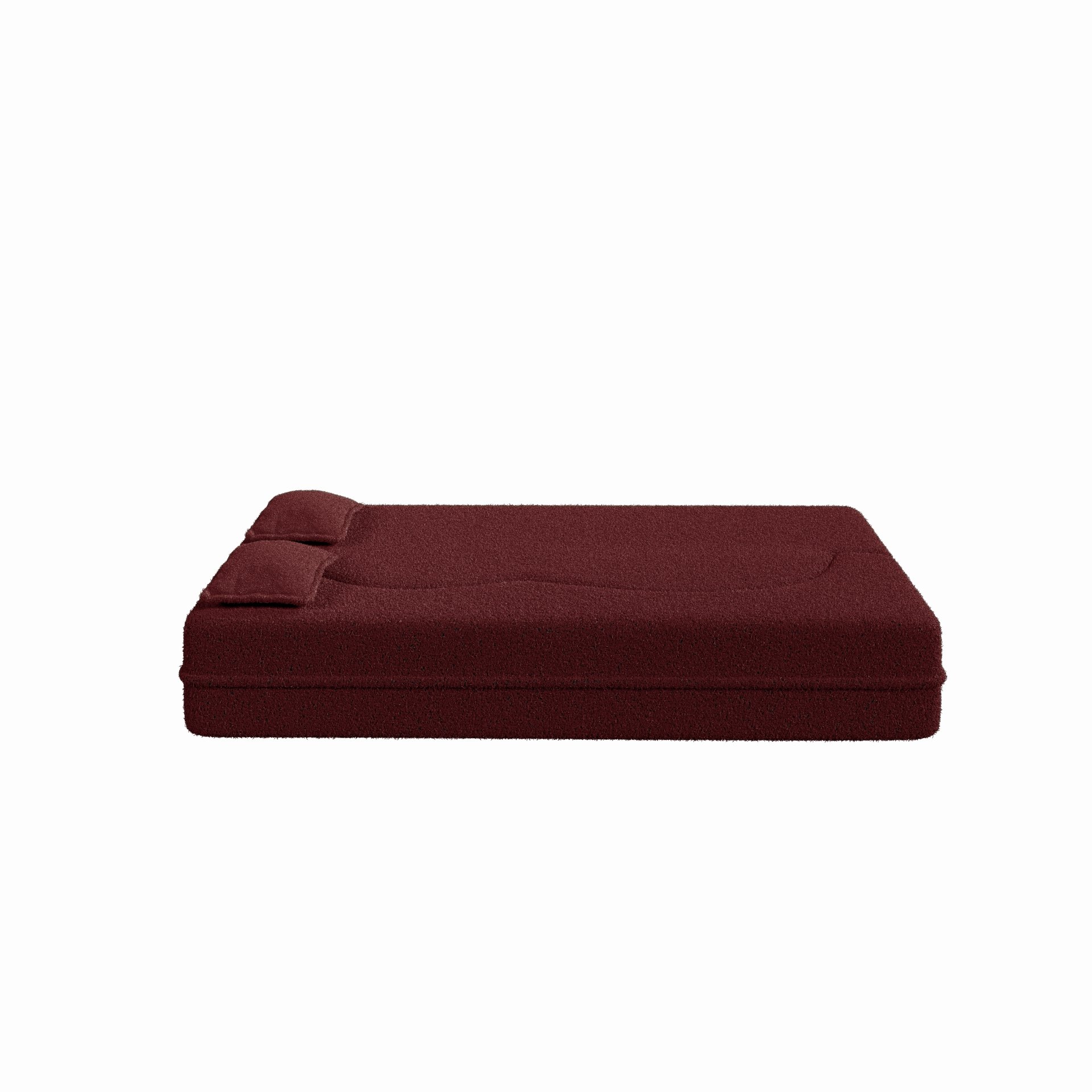 Modern Floor Sofa With 2 Pillows, Convertible Teddy Fabric Foam Filled Sleeper Sofa Bed, Full Size Folding Mattress For Living Room Guest Bed, Playroom, No Assembly Required - Burgundy - Image 11