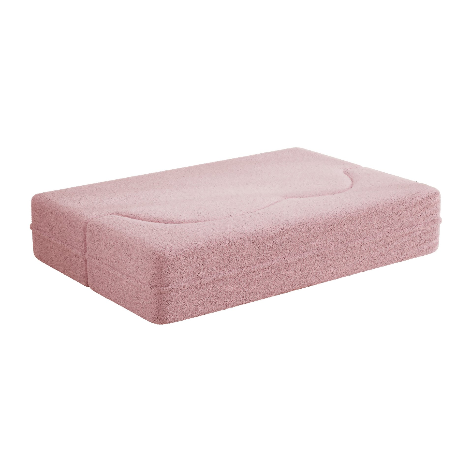 Modern Floor Sofa With 2 Pillows, Convertible Teddy Fabric Foam Filled Sleeper Sofa Bed, Full Size Folding Mattress For Living Room Guest Bed, Playroom, No Assembly Required - Pink - Image 11