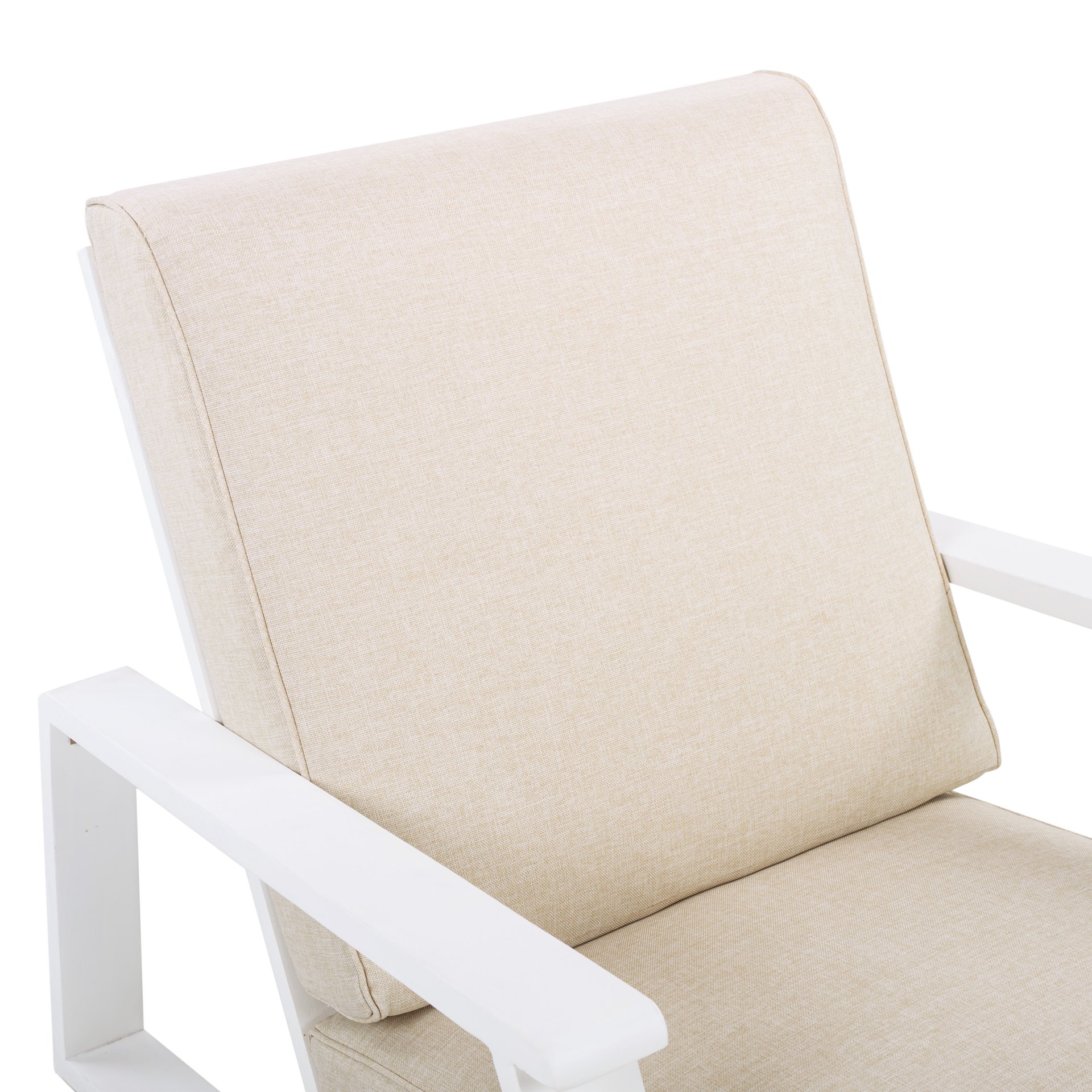 Outdoor Patio Lounge Chair - Beige / White - Image 11