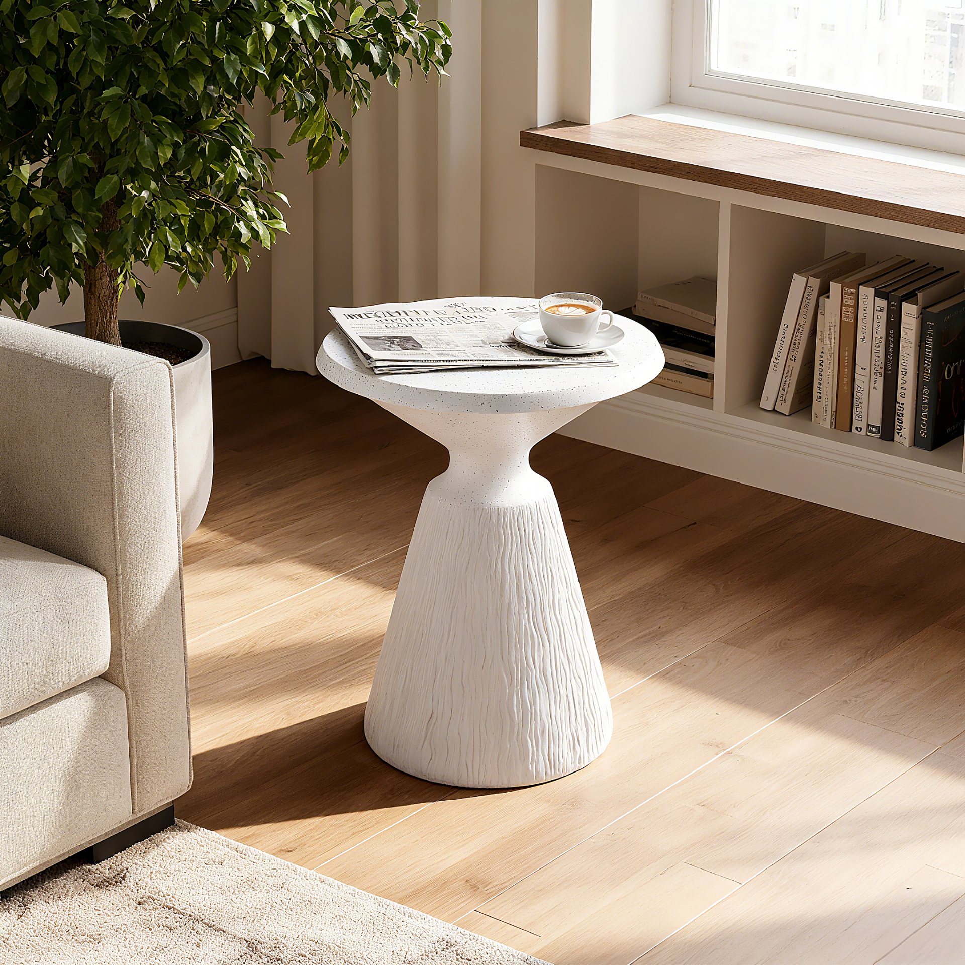 Outdoor End Table, Round Garden Stool - Aqua Gray - Image 2