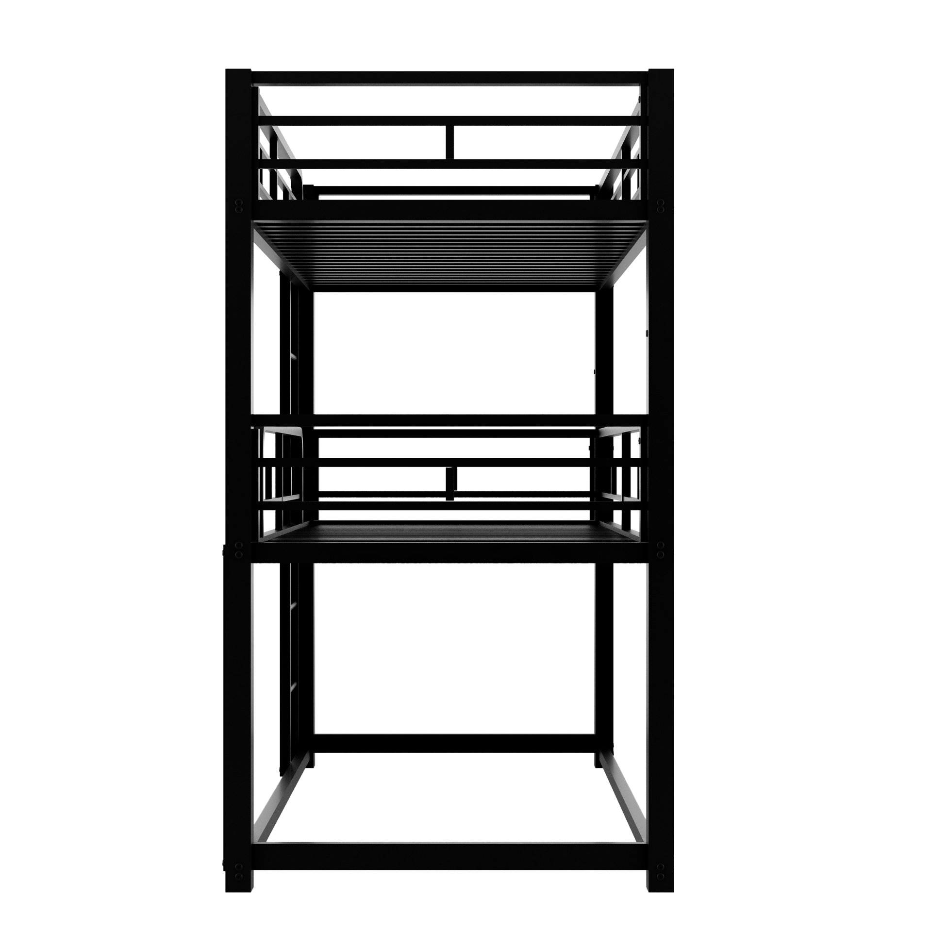 Twin Size Triple Bunk Bed Sturdy 3 Bed Stack With Dual Ladders, Heavy Duty Steel Frame, Space Saving Design - Black - Image 6