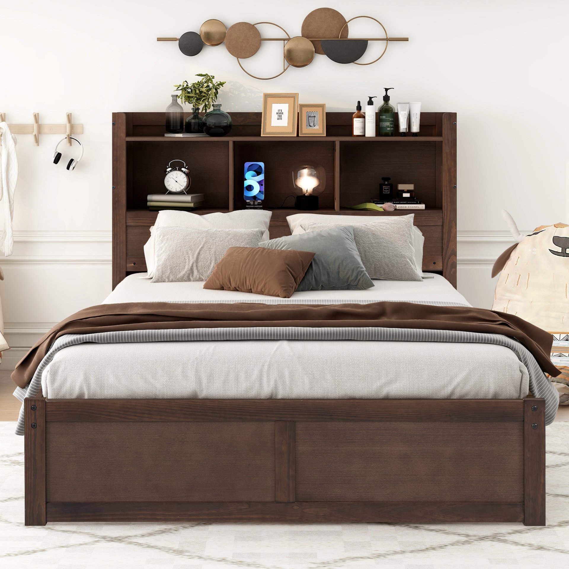 Full Size Storage Platform Bed With Pull Out Shelves, Twin Trundle, And 2 Drawers - Espresso - Image 2