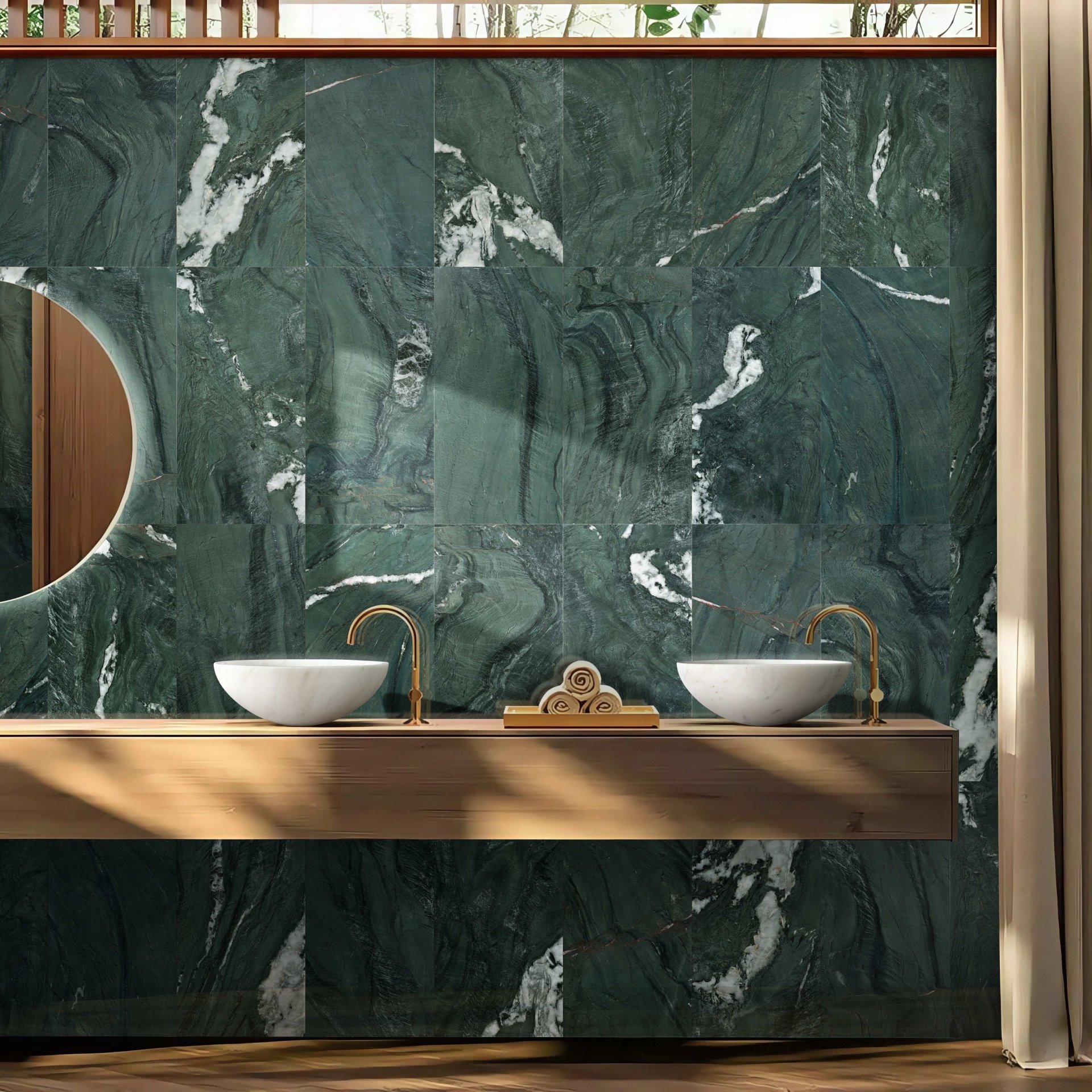 Bathroom Vessel Sink, Semi Polished Surface, Genuine Real Marble - White / Natural - Image 6