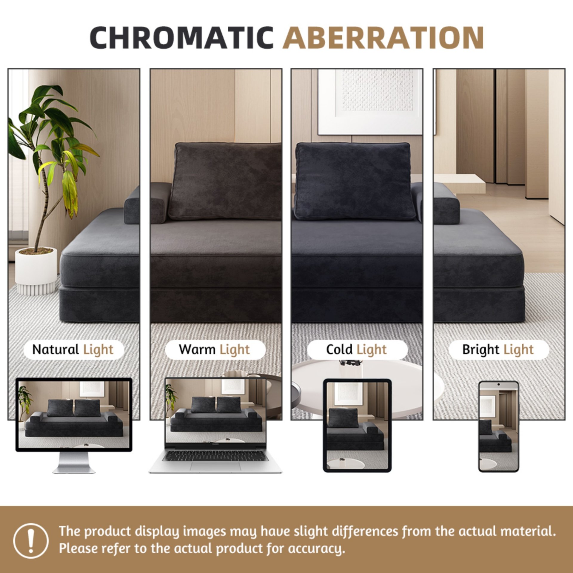 Multifunctional Convertible Sofa Bed With 2 Tumbler Backrests And 2 Pillows, Diy Modern Upholstered Couch - Dark Gray - Image 20