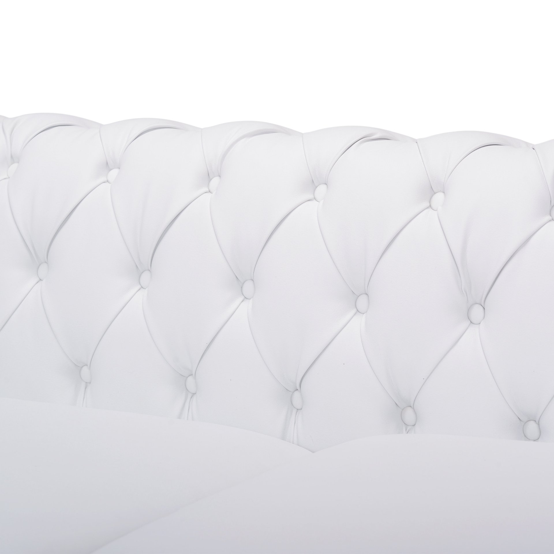 Chesterfield Style 3 Seater Sofa With Button Tufting And Nail Head Accents - White - Image 11