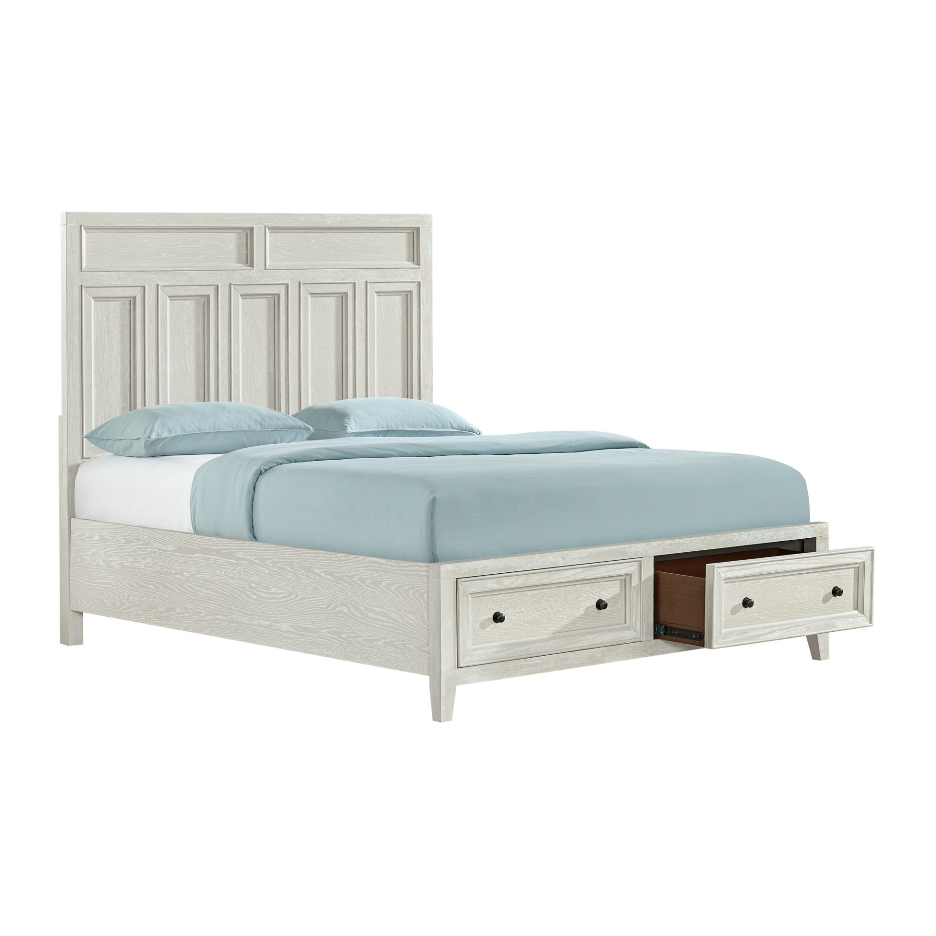 Queen Storage Bed With Panel Headboard And Spacious Footboard Drawers - White - Image 4