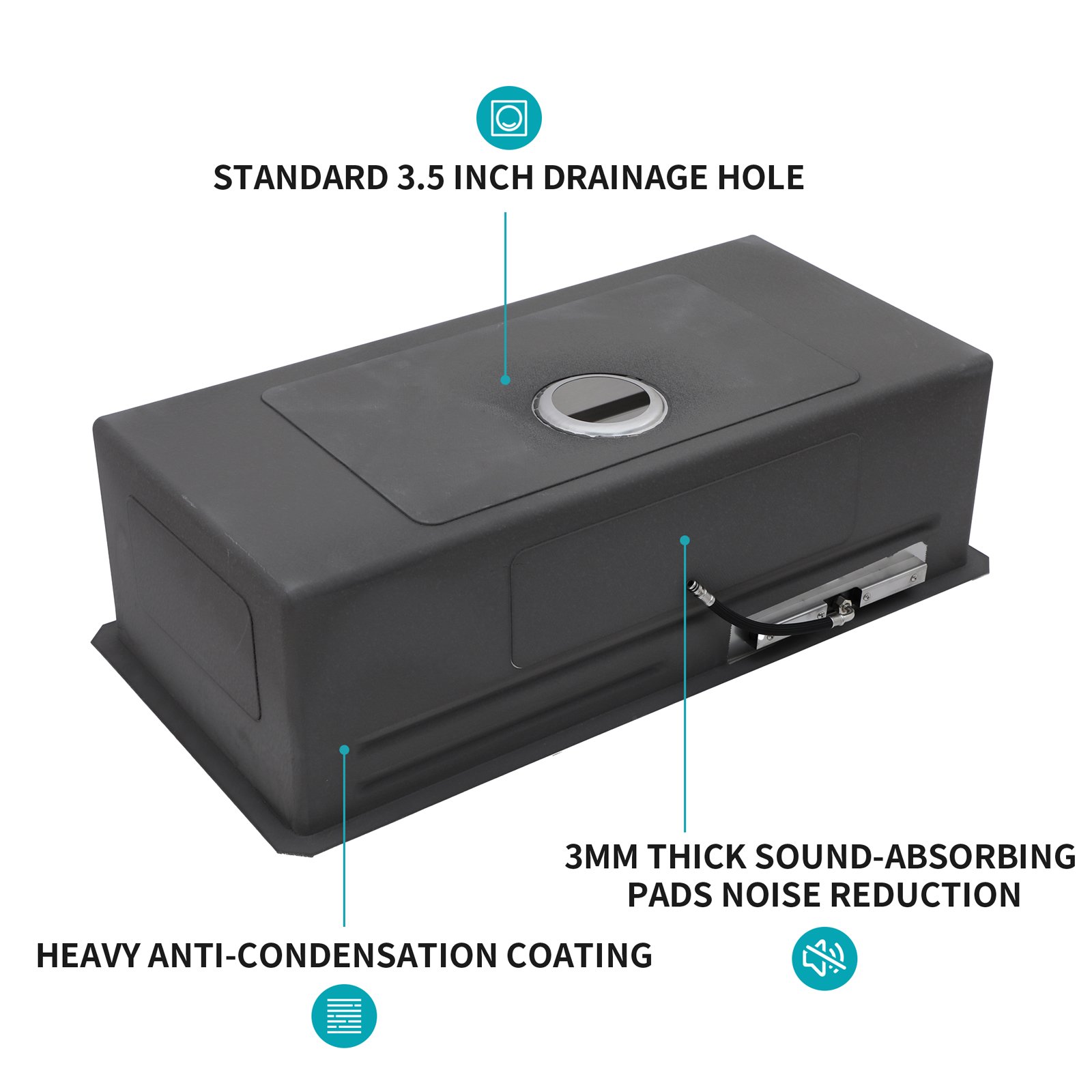 33" Undermount Waterfall Kitchen Sink 16 Gauge T304 Stainless Steel Single Bowl With Pull Down Faucet & Ledge Workstation - Brushed Nickel - Image 9