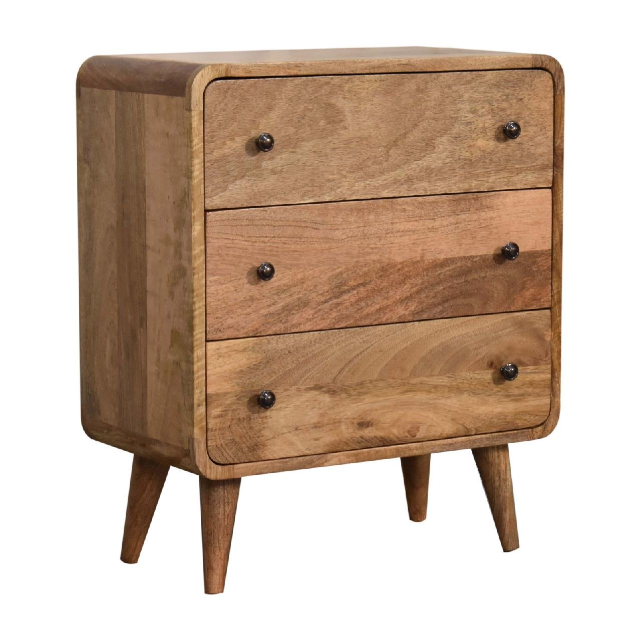 Mini Curved Chest, 3 Drawer - Oak - Image 2
