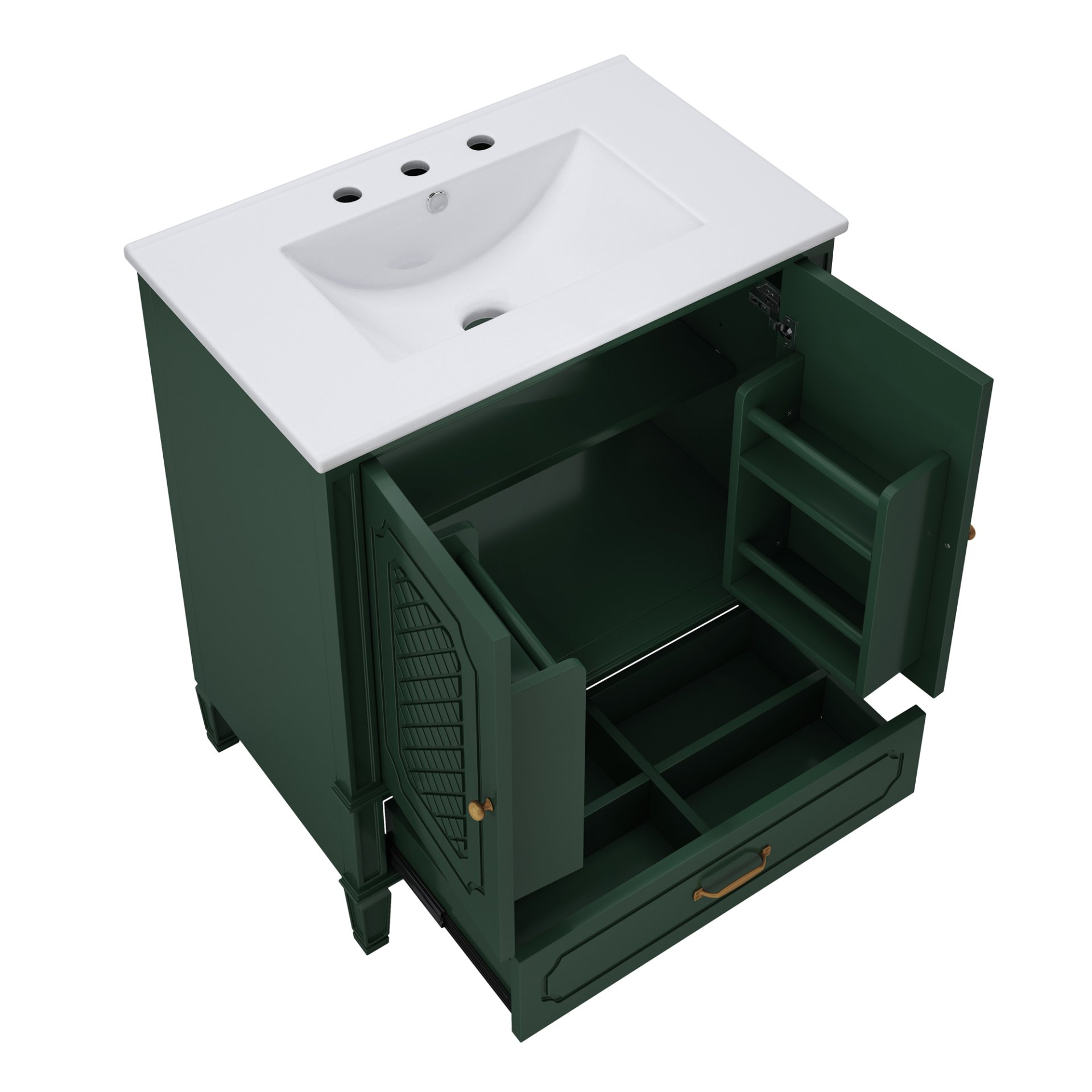 30" Bathroom Vanity With Sink, Soft Closing Door, Multi Functional Storage - Green - Image 15