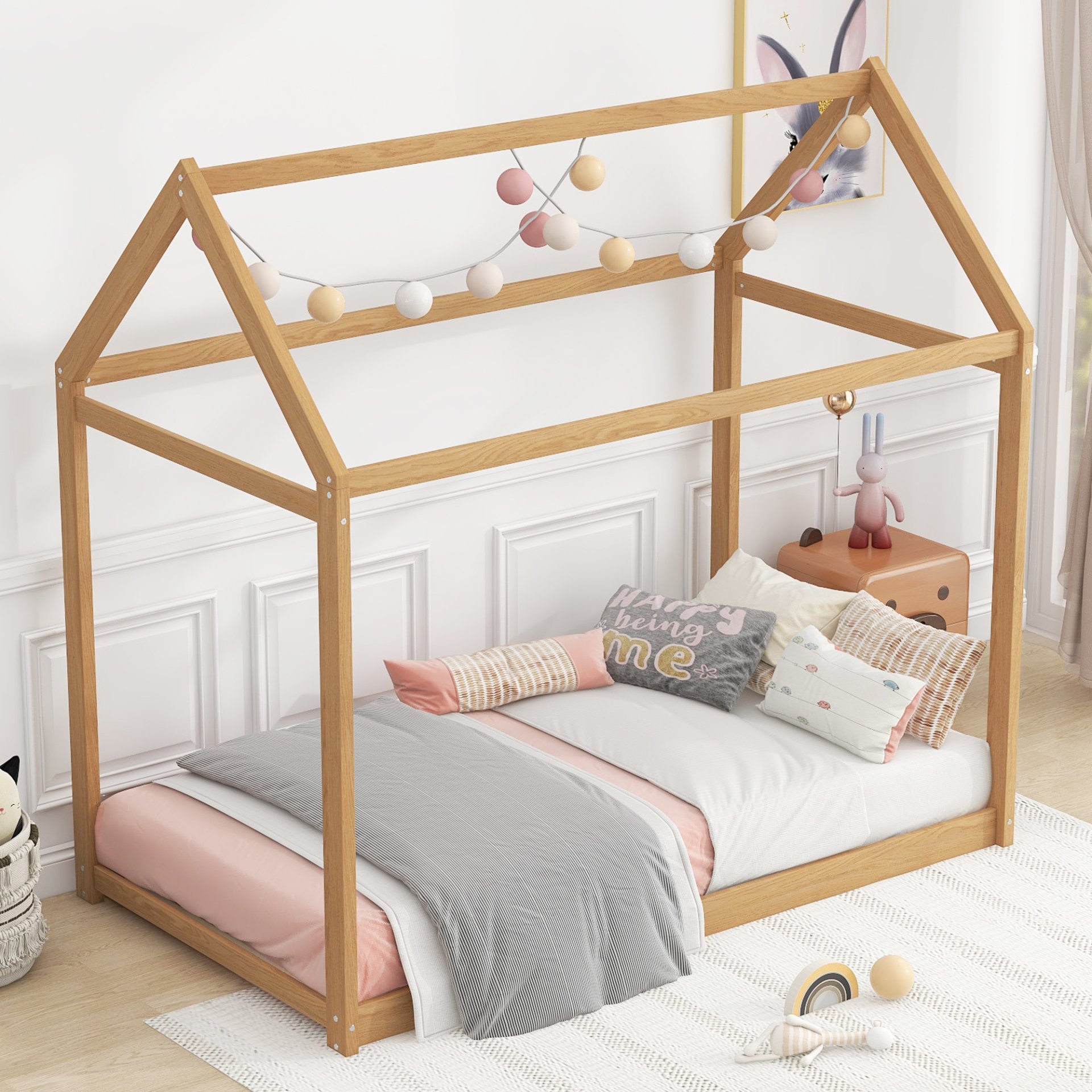 Twin Size House Bed - Wood - Image 4