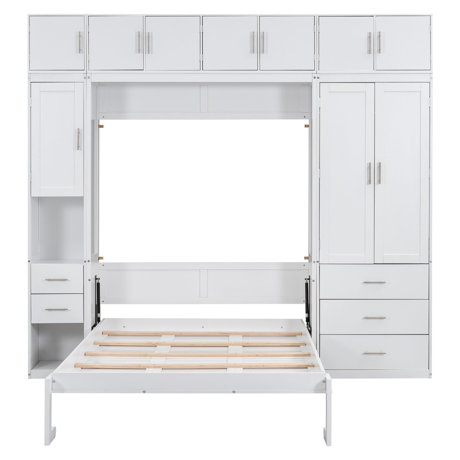 Full Size Murphy Bed With Lockers And Wardrobes - White - Image 13