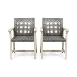Outdoor Dining Chair (Set of 2) - Light Gray / Mix Black