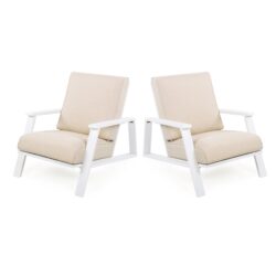 Outdoor Patio Lounge Chair (Set of 2) - Beige / White