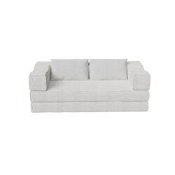 Convertible Couch Bed With 2 Pillows, 3 Seat Folding Floor Couch & King Size Bed Mattress, Diy Combination - Beige