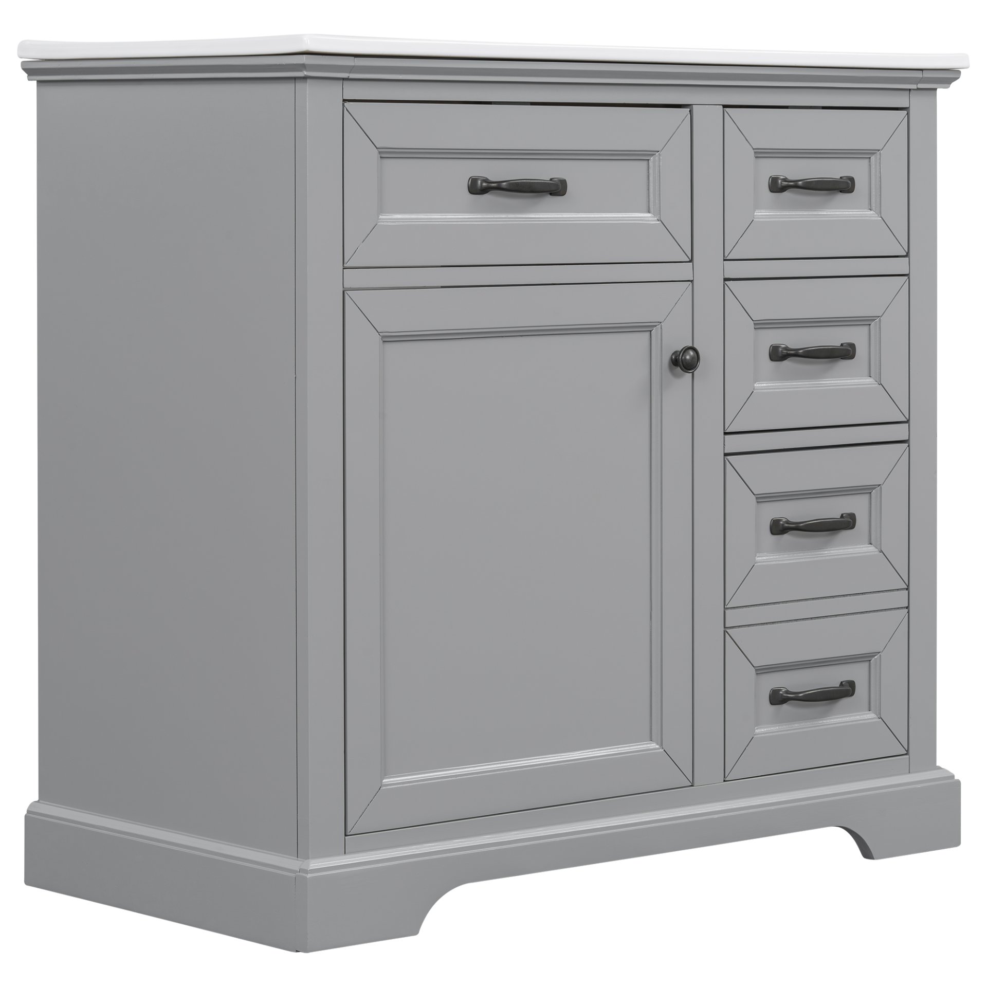 36" Bathroom Vanity With Sink, 2 Tip Out Drawers, Soft Close Hinges - Light Gray - Image 23