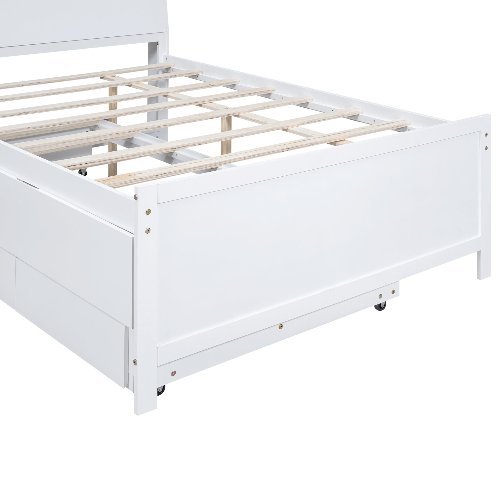 Full Size Platform Bed With Storage LED Headboard, Twin Trundle And 3 Drawers - White - Image 14