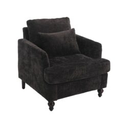 Modern Accent Chair Lounge Chair Chenille Tufted Club Chair Mid Century Arm Chair With Solid Wood Frame - Black