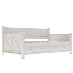 Twin Daybed With 2 Large Drawers, X Shaped Frame - Cream White