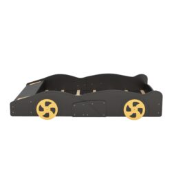 Race Car Shaped Full Size Platform Bed With Wheels And Storage - Black