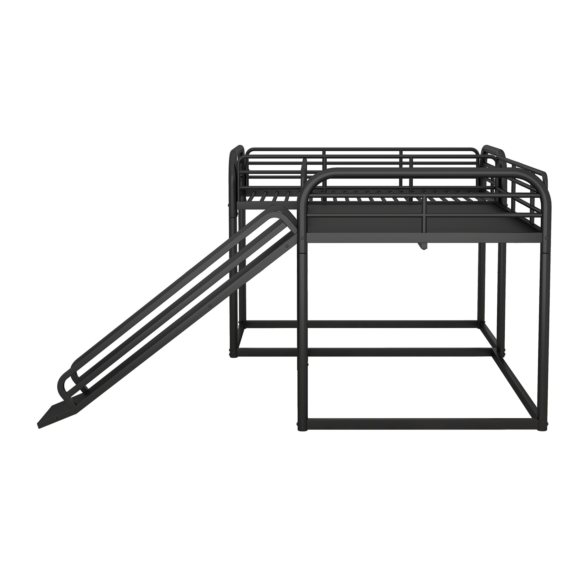 L-Shaped Bunk Bed With Slide And Short Ladder For Full And Twin Size - Black - Image 11