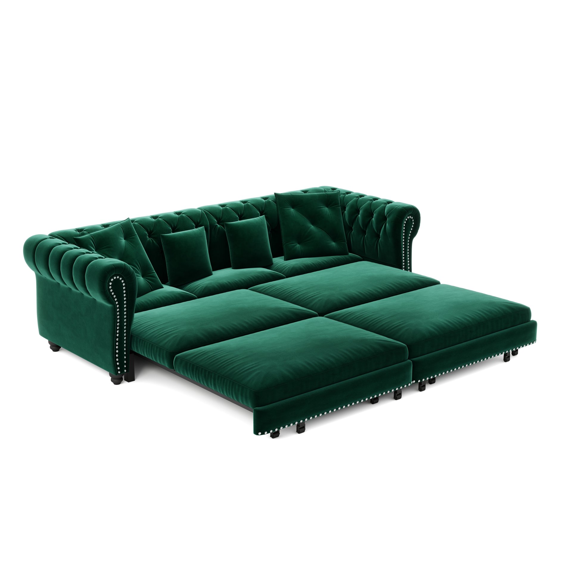 3 In 1 Pull Out Sofa Bed, Convertible Sleeper Sofa Bed, 3 Seater Sofa With Movable Ottoman - Green - Image 19