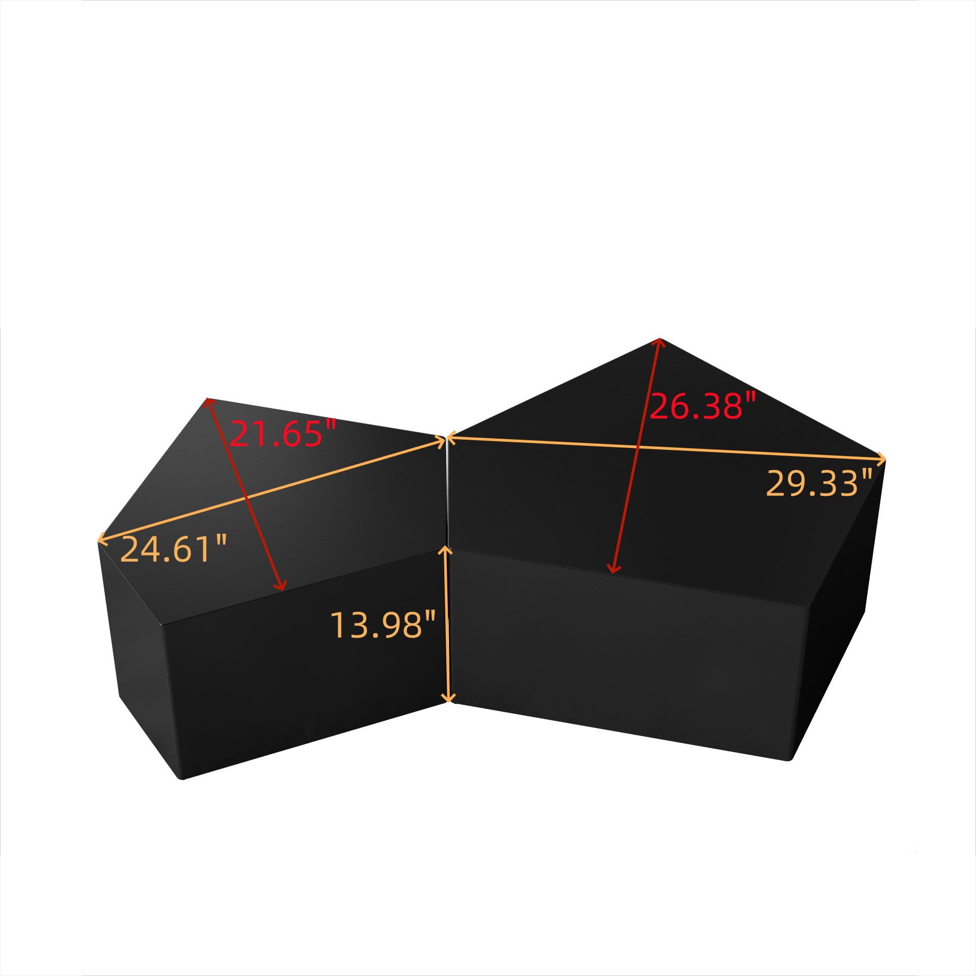 Irregular Pentagon Nesting Coffee Table Set, Geometric (Set of 2) - Black - Image 3