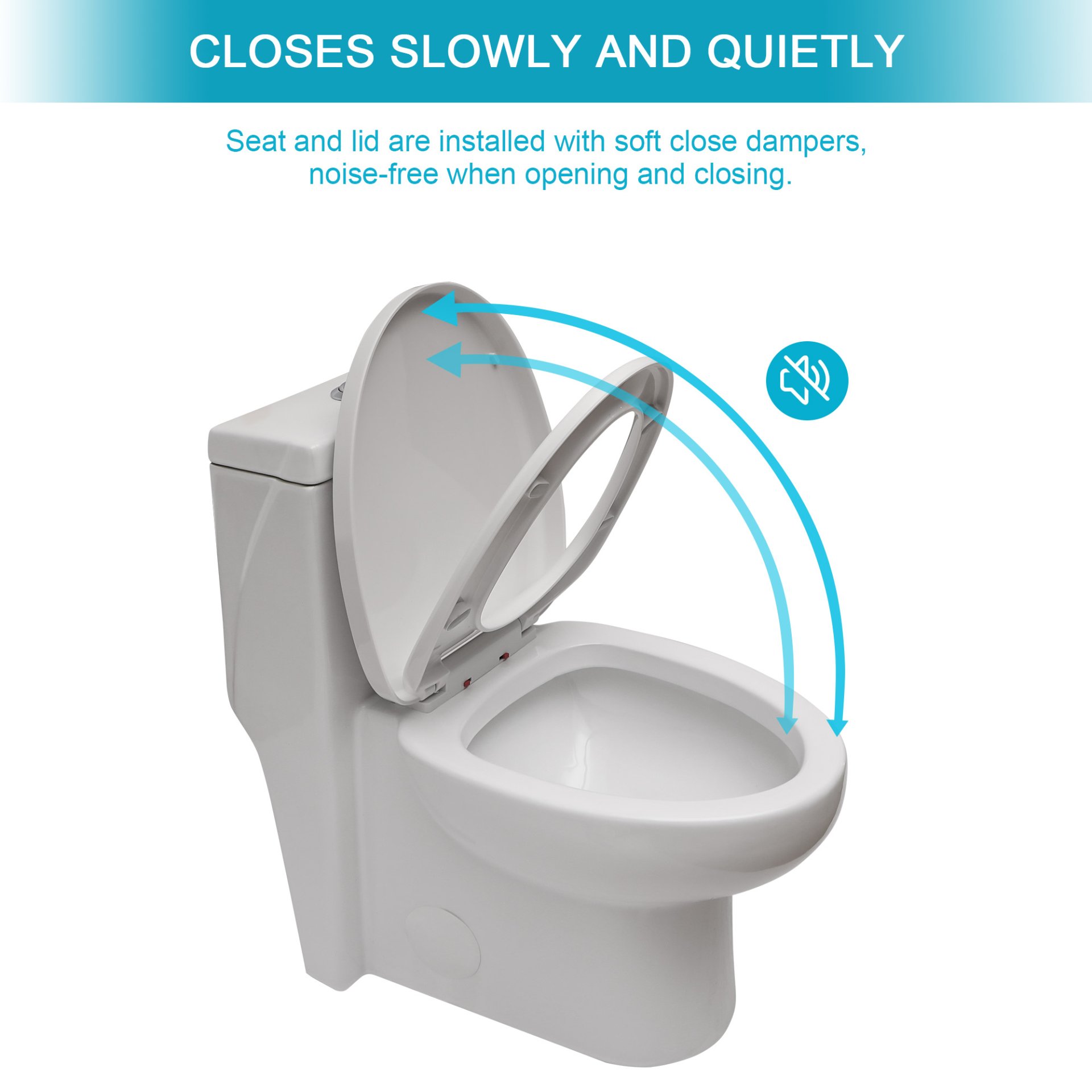 1 Piece Toilet With Dual Flush And Soft Closing Seat - White - Image 7