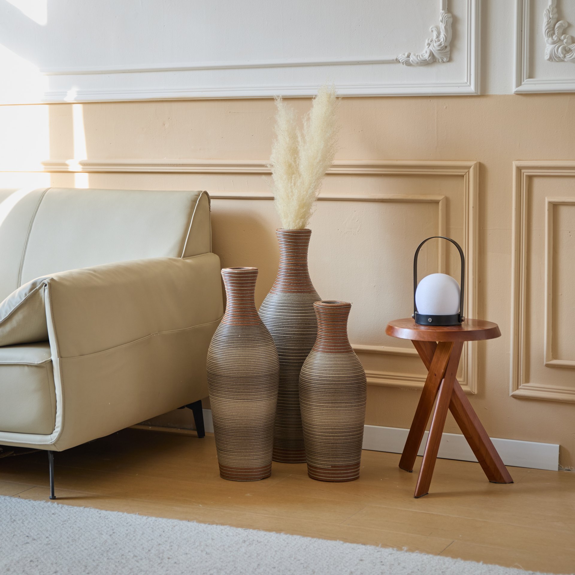 Desktop Vase, Classic And Neat Floor Vase, High Independent Flower Stand, Home Decoration Flower Stand (Set of 3) - Brown Gray - Image 15