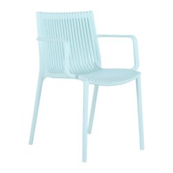 4 Piece Stackable Single Chairs With Vertical Stripe Design For All Weather - Light Blue