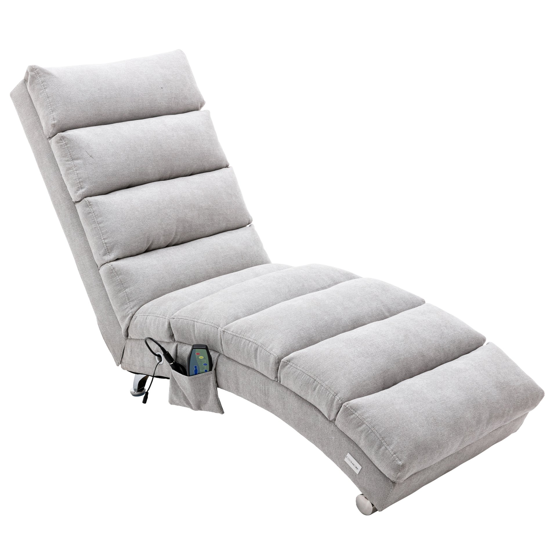 Linen Massage Chaise Lounge Indoor With Remote Control, Ergonomic Electric Massage Lounger With 5 Modes - Light Gray - Image 16