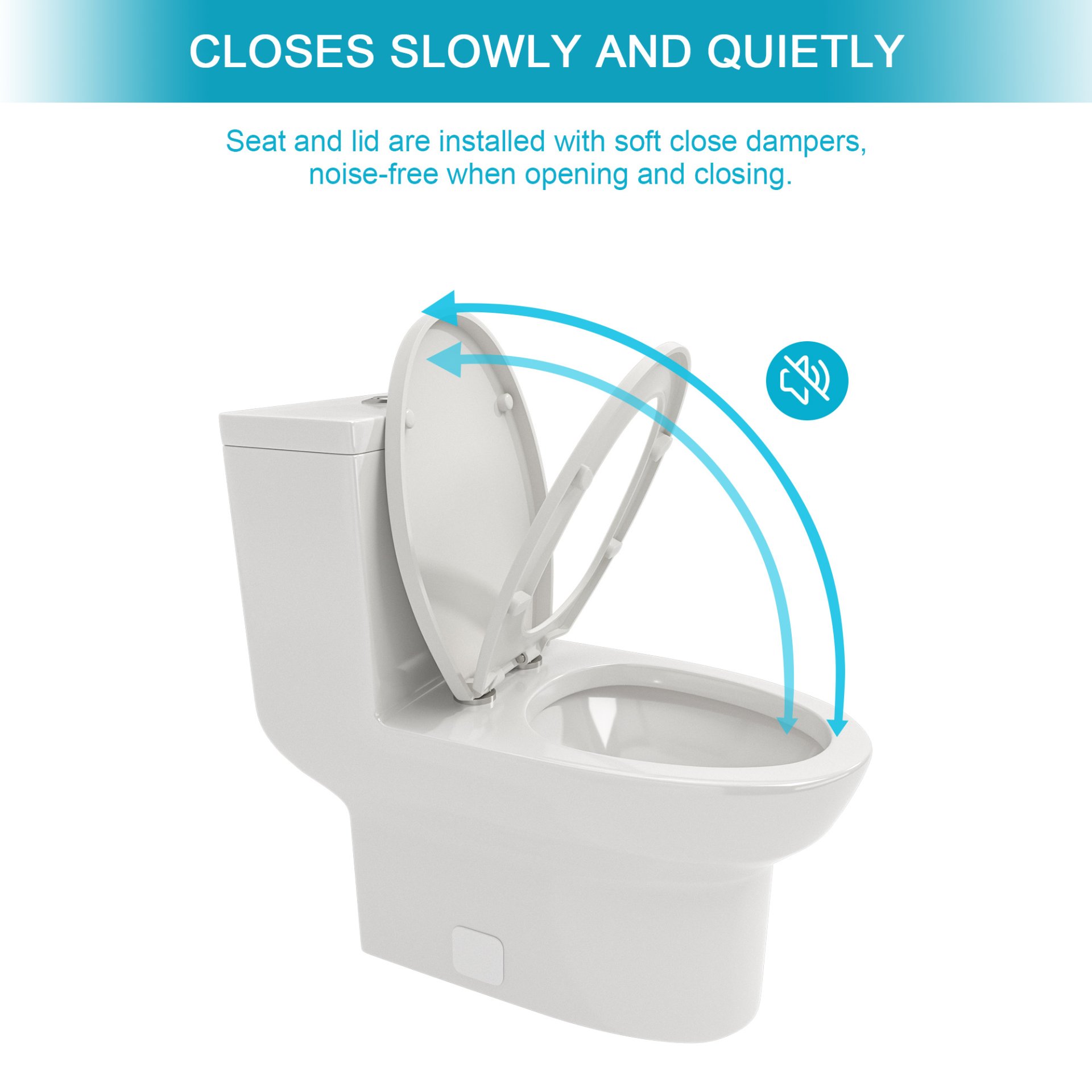 1 Piece Toilet & Dual Flush, Soft Closing Seat - White - Image 7