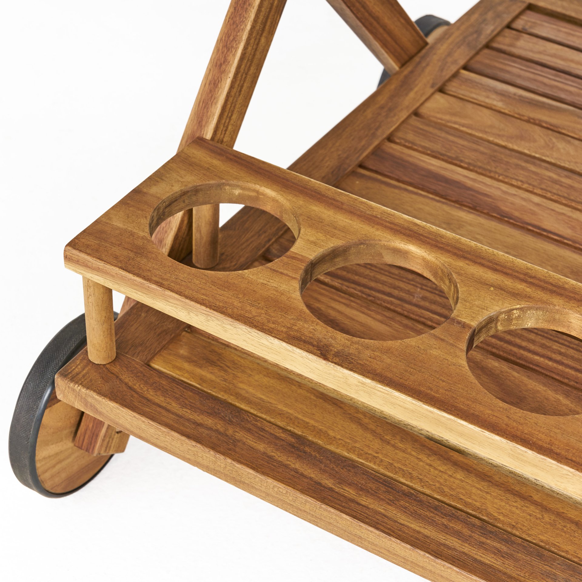 Riviera Bar Cart Stained Mobile With Wheels For Entertaining - Natural Stained - Image 14