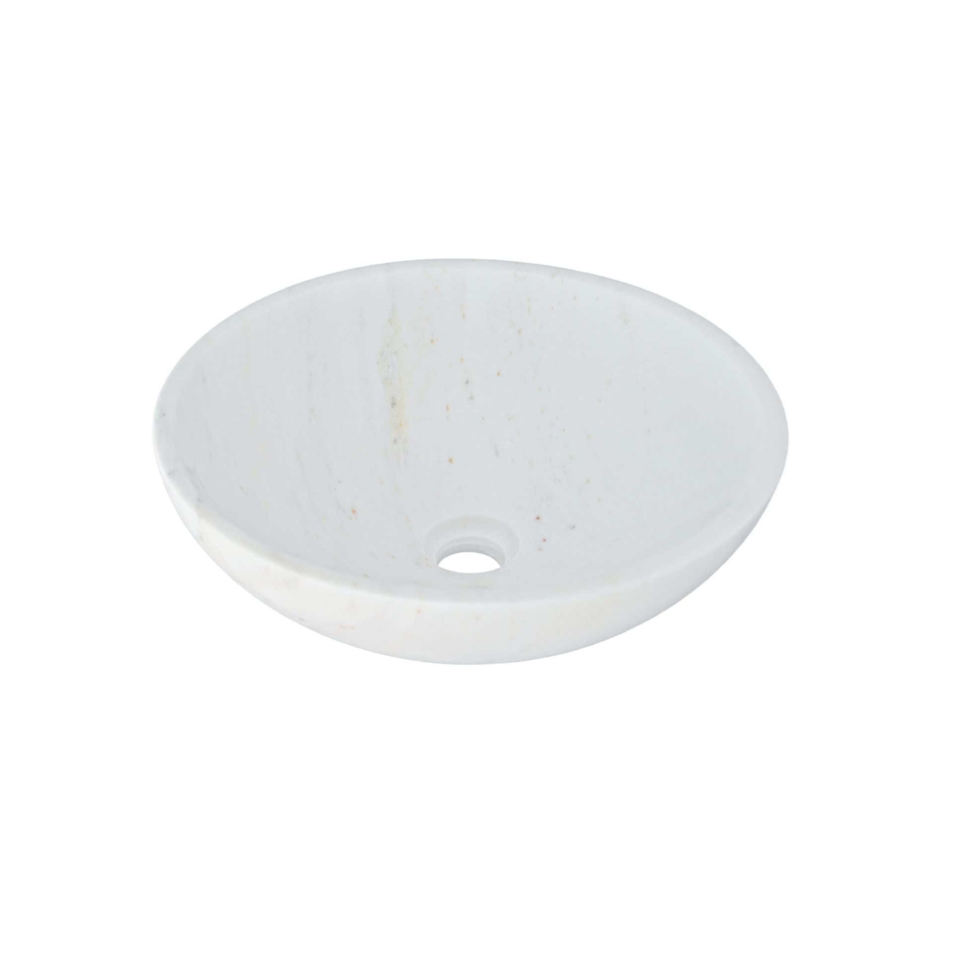 Bathroom Vessel Sink, Semi Polished Surface, Genuine Real Marble - White / Natural - Image 9