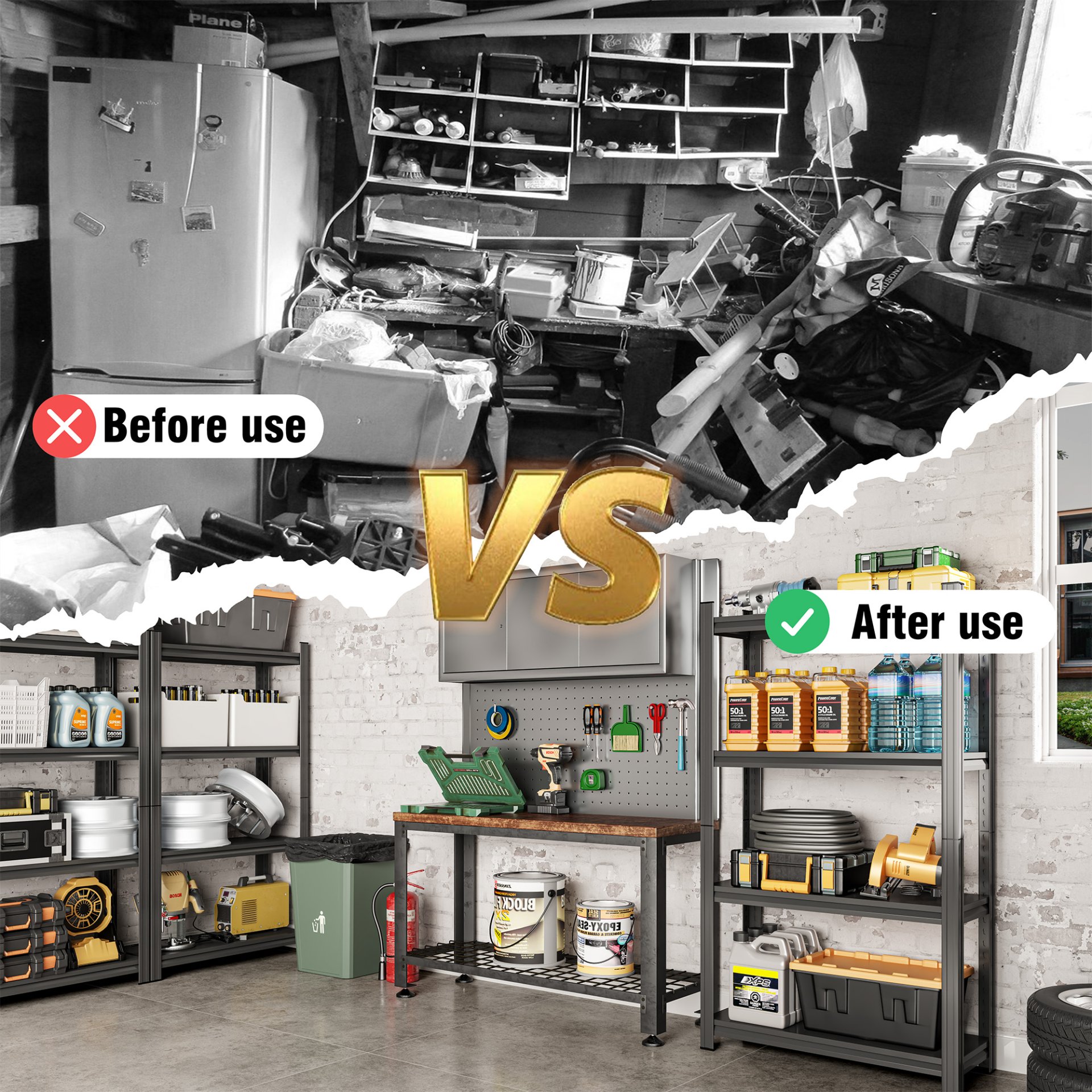 4 Tier Adjustable Storage Shelf, For Garage, Shed, Supermarket, Living Room, Multi Purpose Storage Shelf - Black - Image 8