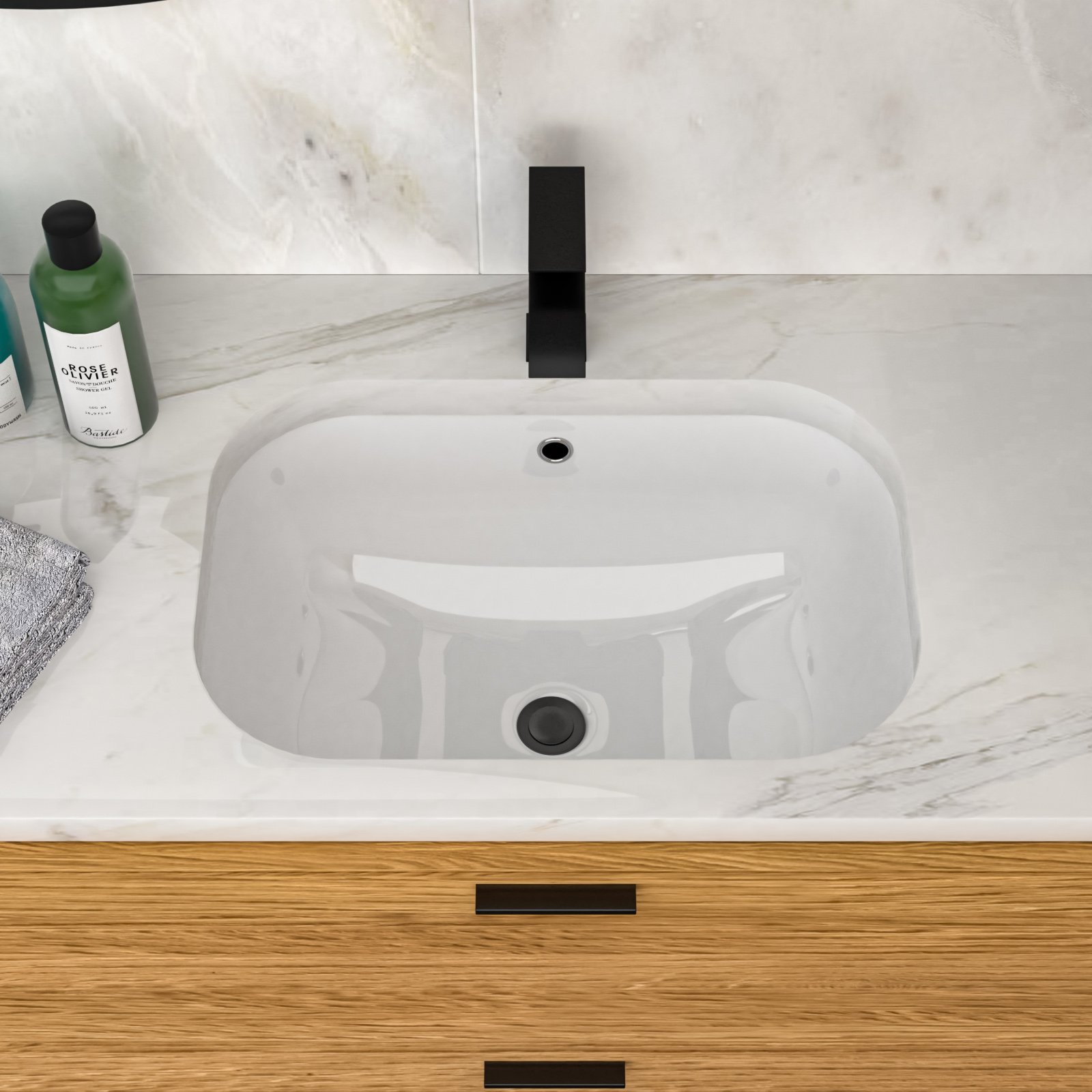 Undermount Bathroom Sink With Overflow, Premium High Temp Fired - White - Image 5