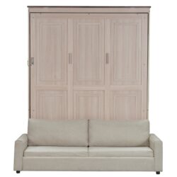 Queen Size Murphy Bed With Sofa And LED - Beige