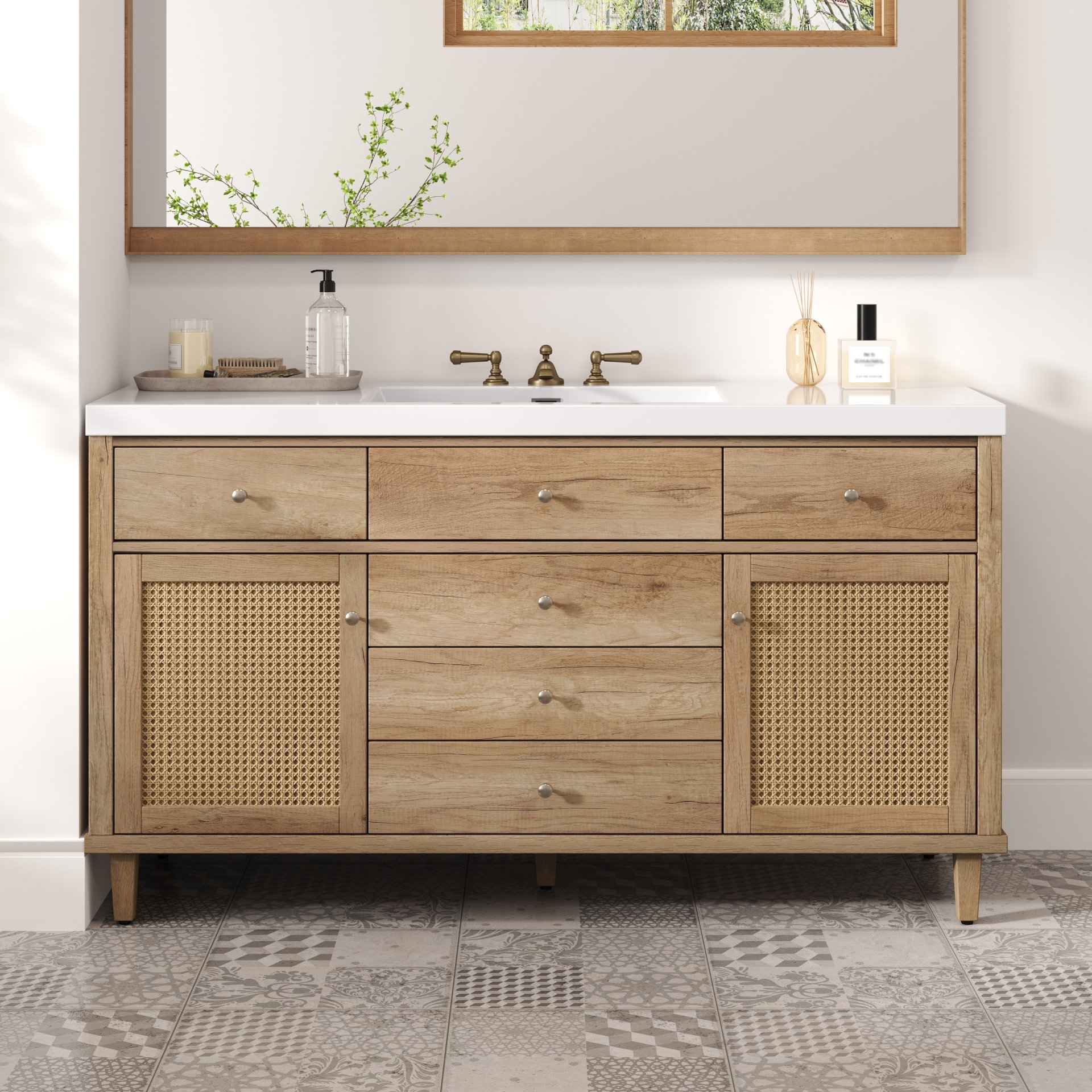 Bathroom Vanity With Sink, Soft Close Drawers - Antique Natural - Image 2