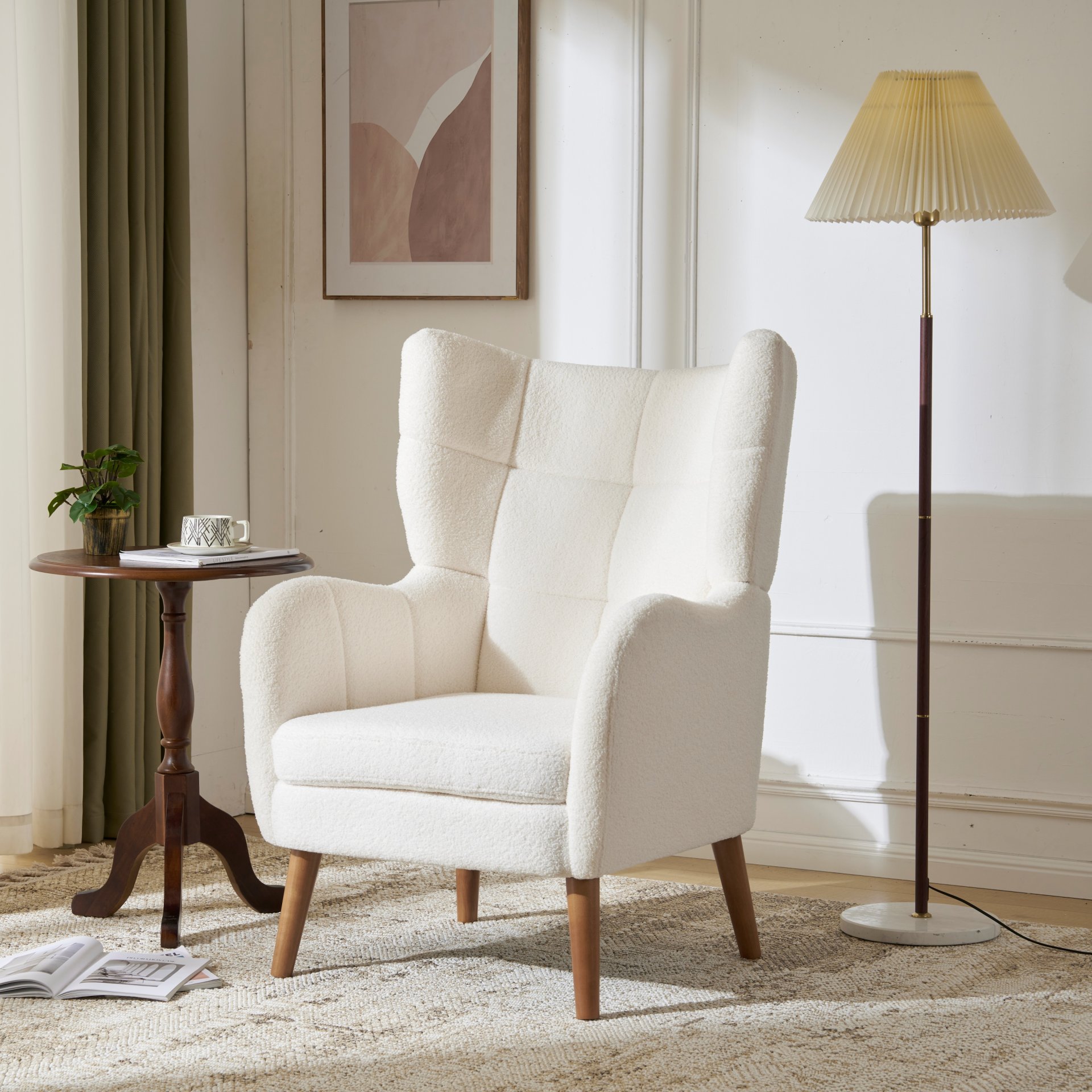 Accent Chair With Birch Wood Legs - White - Image 2