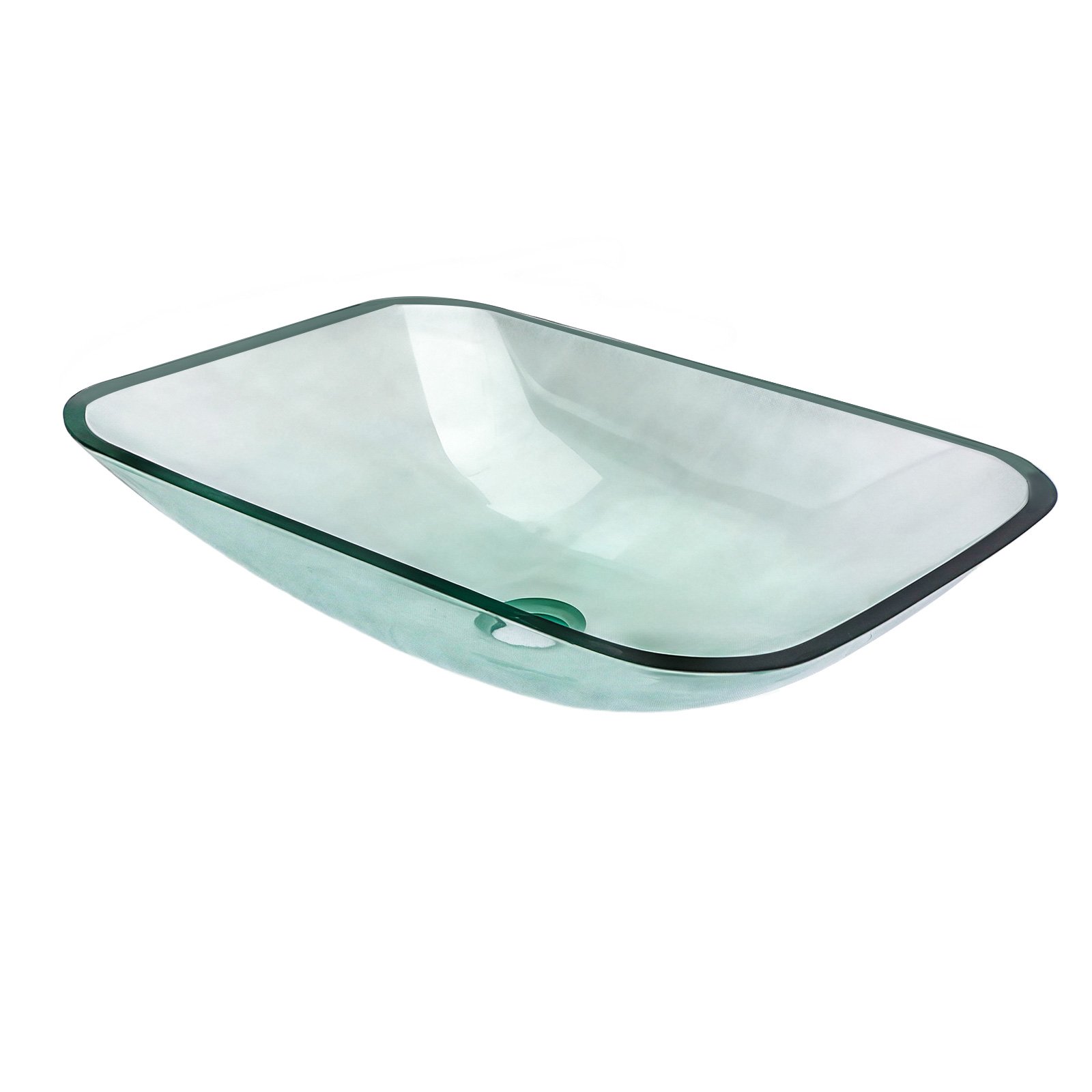 Clear Vessel Sink Rectangle Above Counter Bathroom Basin With Pop Up Drain, No Faucet - Clear - Image 8