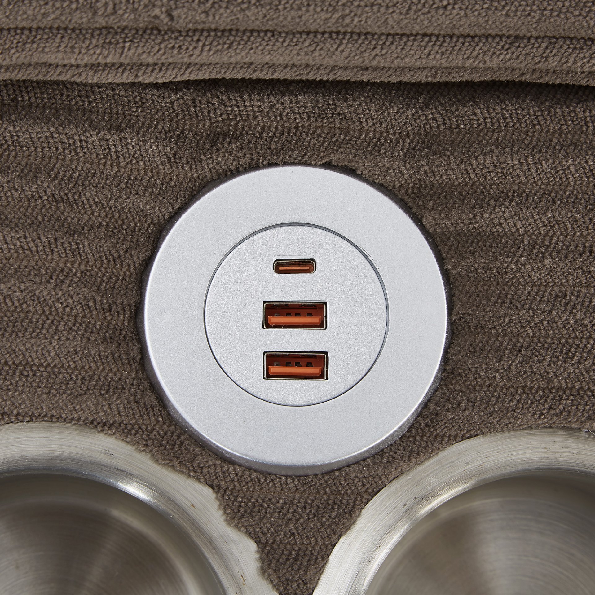 U-Shaped Sectional Sofa, Hidden Storage Ottomans, USB Ports, And Cup Holders - Brown - Image 15