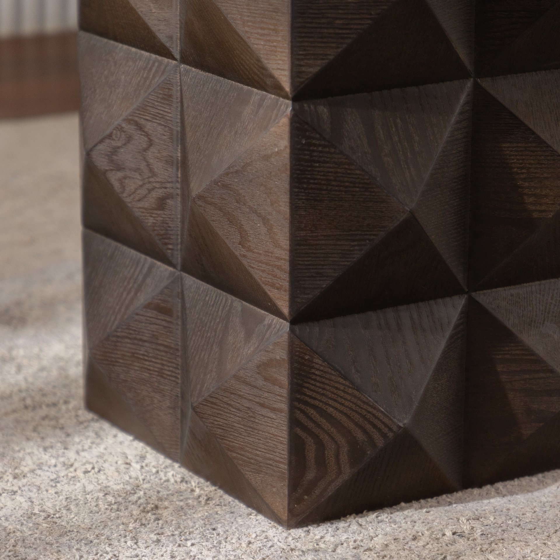 Side Table With 3D Embossed Pattern Design - Brown - Image 11